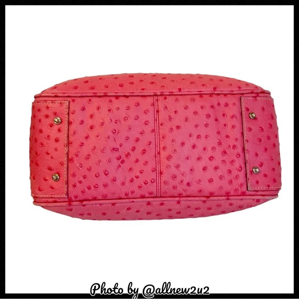SALE USE BUY NOW Dooney & Bourke Double Handle Ostrich Pattern Pink Satchel - Picture 7 of 16